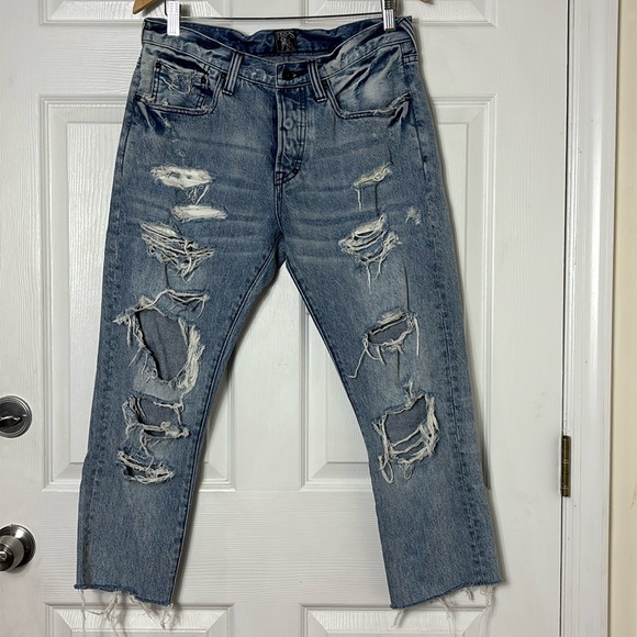 PRPS Denim - PRPS JEANS Le Sabre distressed cropped jeans men’s size 32  / unisex 100% Cotton
